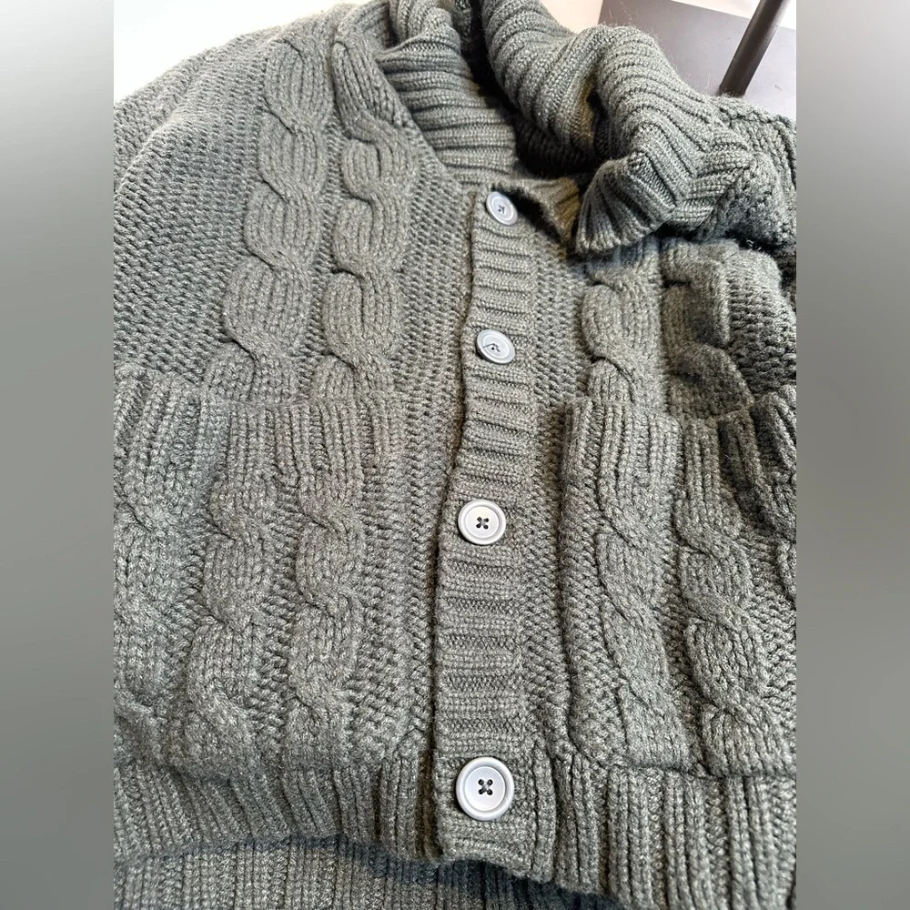 H&M Men's Shawl Collar Cable Knit Cardigan - Picture 3 of 7